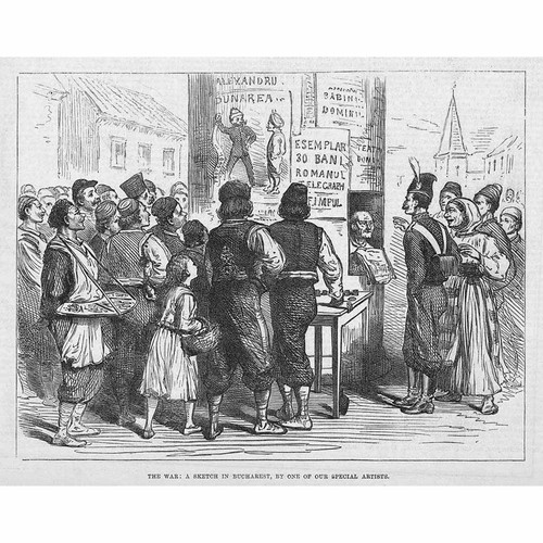 RUSSO-TURKISH WAR Street Scene in Bucharest - Antique Print 1877