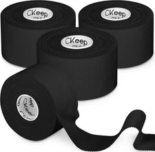 CKeep Athletic Tape, 4 Pack Black Sports Very Sturdy No 4 Rolls, 