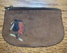 Beautiful Handmade Native American Theme Leather Coin Purse