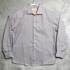 Eton Signature Twill Shirt Mens Large Gray Contemporary Fit Long Sleeve FLAWS