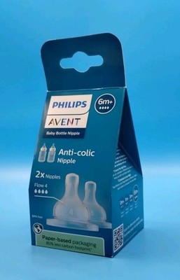Philips Avent Baby Bottle Nipple -  Anti-Colic Nipples - Flow 4 - 6m+ 2pk