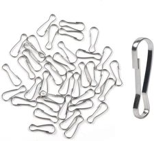 100 Pack 304 Stainless Steel Metal Spring Hooks, Rust-Proof Lanyard Snap Clip Ho