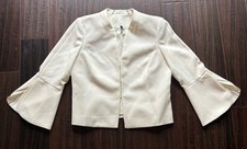 White House Black Market Blazer Womens 4 White Tulip Peplum Sleeves