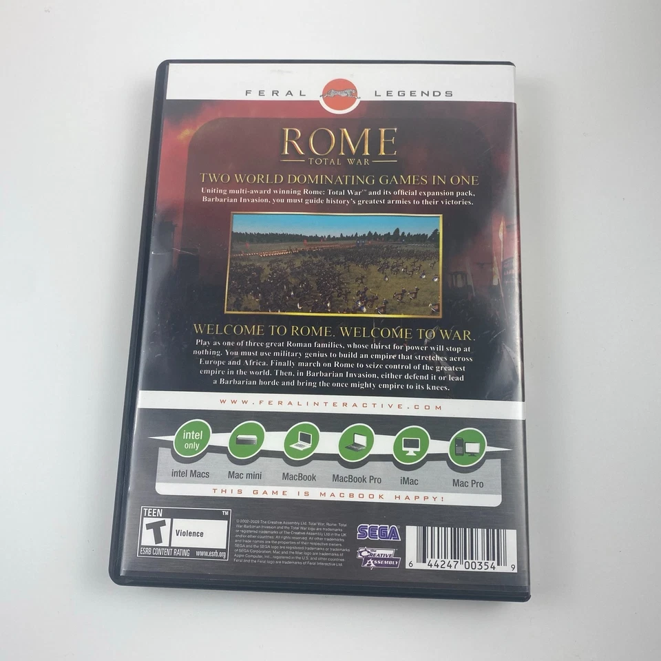 Rome: Total War – Gold Edition (Mac DVD, 2008, SEGA / Feral Interactive) - Image 2 of 3