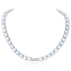 Hawaii White Fire Opal Circle Necklace Pendant Silver Filled For Women Girls