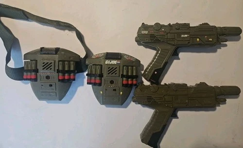 1987 Vintage GI JOE LAZER BATTLE GAME GUNS AND PACKS Turns On READ DESCRIPTION