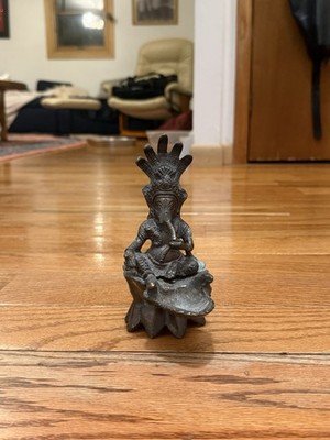Bronze Figural Scoop, Lord Ganesh, Hindu Idol, Right Trunk