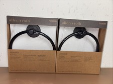 Lot of 2 - Allen Roth Latitude 2 - Black Towel Ring 2130340 - New K2
