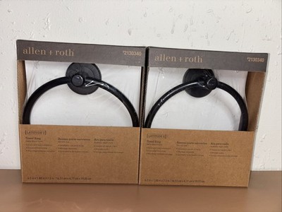 Lot of 2 - Allen + Roth Latitude 2 - Black Towel Ring #2130340 - New (K2)