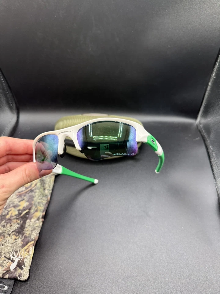 Oakley Flak Jacket Polished White W/XL Jade Iridium Polarized Lenses  - Image 4 of 4