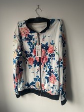 White And Pink Floral Bomber Jacket Size XL