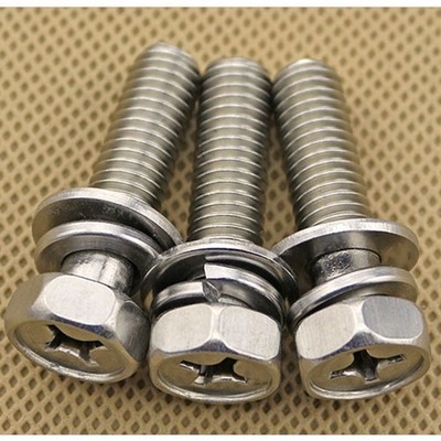 SEM HEX TAP BOLTS PHILLIPS HEAD SCREW +FLAT/SPRING WASHER A2 STAINLESS M6 M8 M10
