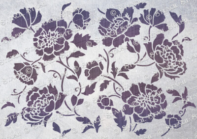 Pfingstrose Blumenmuster Schablone 3 Größen PF Vintage Floral Botanical SUPERIOR250MYLAR