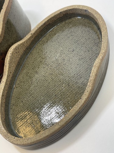 Signierte David Petrakovitz Deckel Keramik ovale Box Steinzeug abstrakt Studio Kunst - Bild 11 von 16