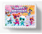 Super Kitties Cat Lover Happy Birthday Kitten Themed  Edible Image Cake Topper