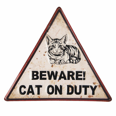 Blechschild 40 x 35 cm Beware! Cat on duty