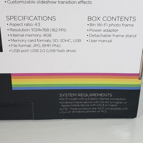 Polaroid PDWV 800RT Digital Photo Frame Rose Gold w/WiFi 4GB Memory New Open Box - Picture 7 of 17