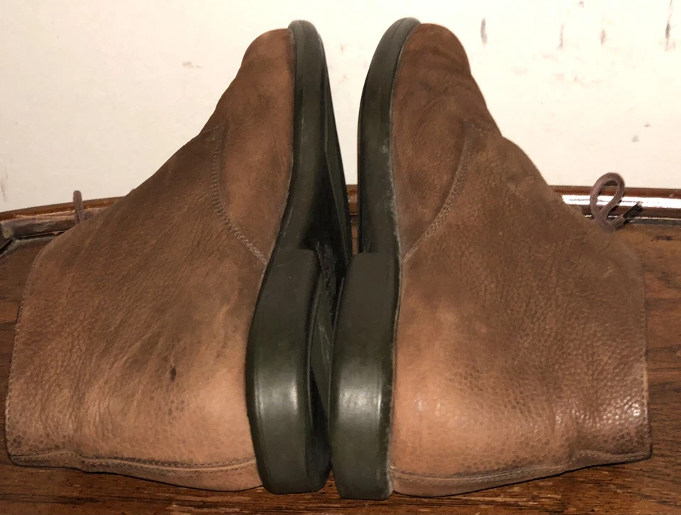Tanino Crisci Marrón Cuero Hombres Cordones Chukka Bota Zapatos Hechos en Italia Talla 7.5B Foto 3 de 4