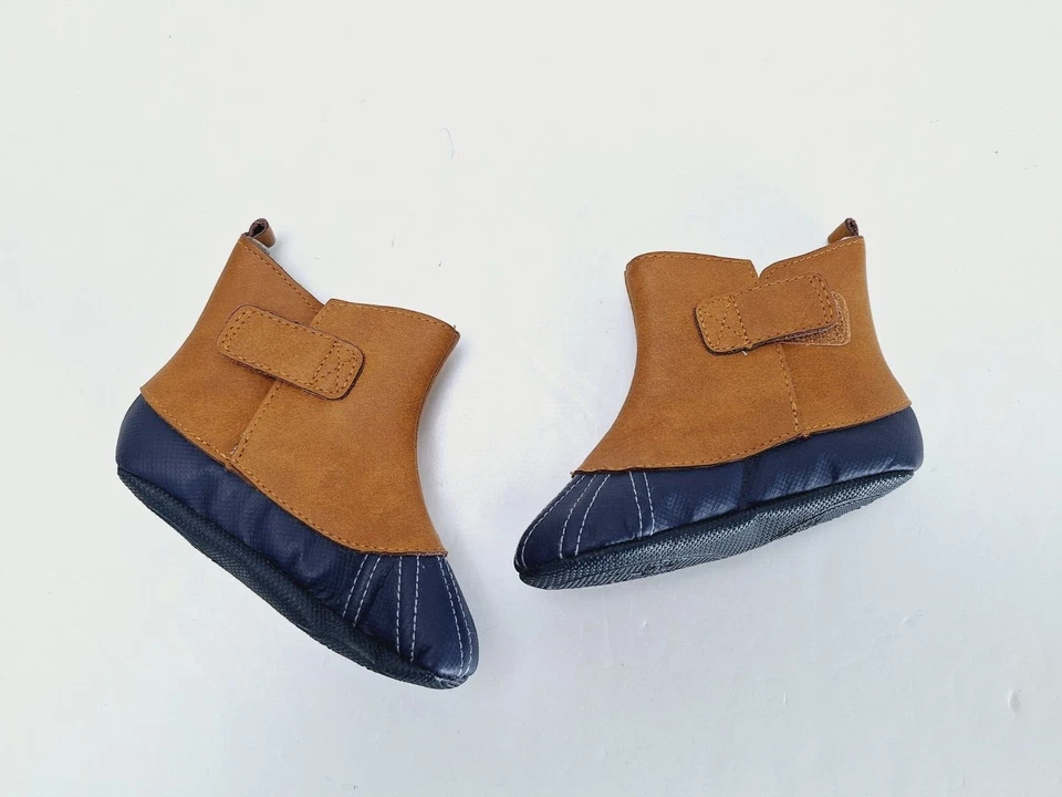 Robeez Boots 4 Brown Blue Leather Booties - Image 2 of 4