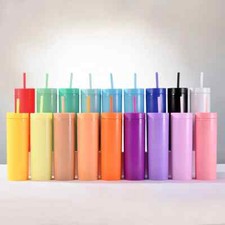 Drink Tumbler, Double  wall Acrylic Glossy With Straw and  Sip Lid Spill proof