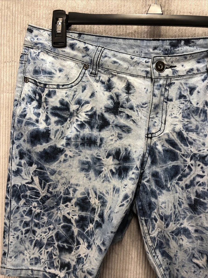 Pantalones Cortos de Denim City Streets Para Mujer Talla 13 Tie Dye Stone WashY2K BOHO Bohemio Foto 2 de 4