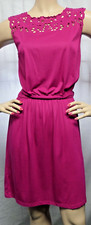 "LOFT" FUCHSIA PINK BLOUSON EYELET YOKE CAREER CASUAL DRESS SIZE: SP