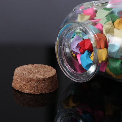 Peach Heart Shape Origami Stars Glass Bottle Craft Glass Jars for Home - Picture 4 of 11