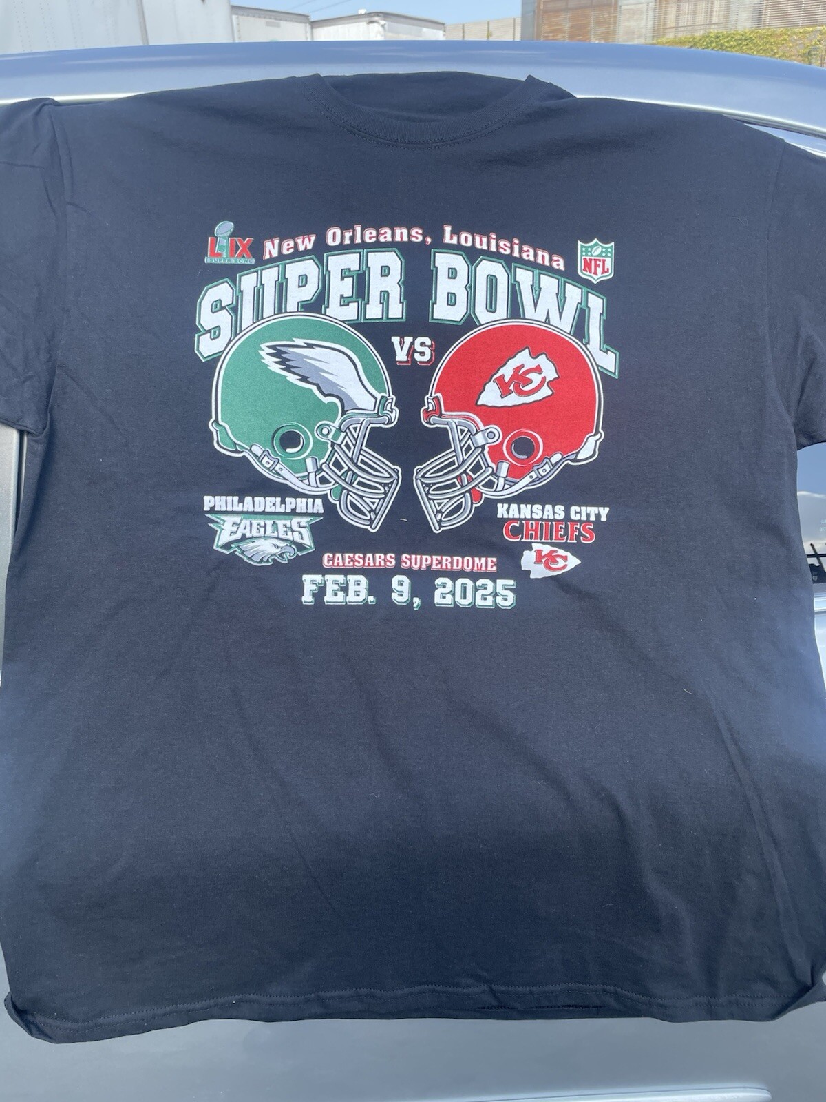 2025 SUPER BOWL 59 TSHIRT SOUVENIR LIX Game shirt KC Chiefs VS EAGLES Louisiana