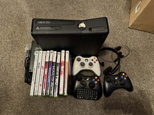 Xbox 360 S Console 1439 Slim Games 3 Controllers missing Half Power Cord