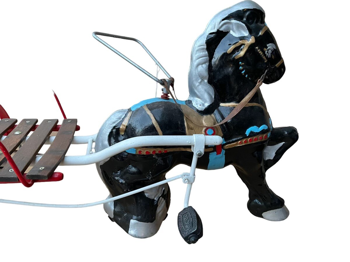 Vintage 1940's MOBO Child's Ride On Pedal Toy Metal Horse with