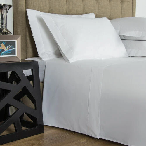 FRETTE ONE BOURDON QUEEN 4 PIECE SHEET SET PERCALE WHITE/WHITE