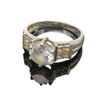 ROSS SIMON 925 Silver  Vintage Prong Set Cubic Zirconia Band Ring Sz 9 RG10783