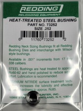 73252 REDDING HEAT TREATED STEEL .252 NECK SIZE BUSHING - BRAND NEW - FREE SHIP