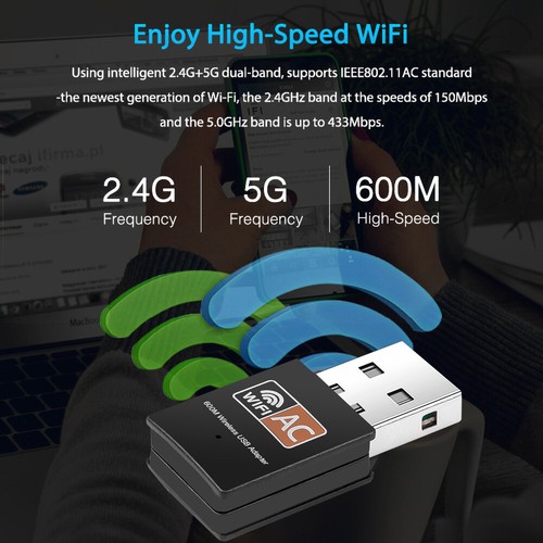 Posten 100 x Mini Dual-Band USB WiFi Wireless Adapter Netzwerkkarte 600Mbps 2,4/5,8G - Bild 4 von 14