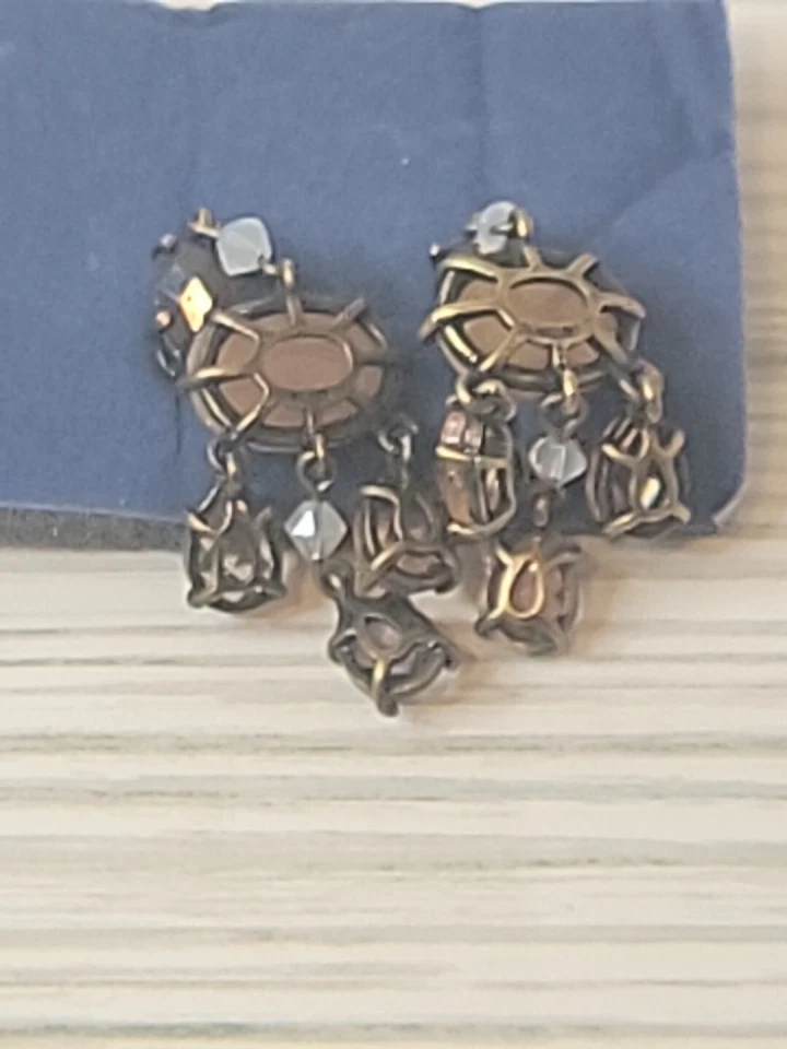 Avon Romantic Chandelier Clip Earrings Dangly Peach Citron  Colored - Image 2 of 4