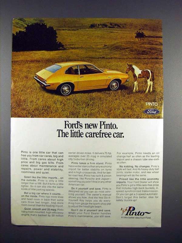 1970 Ford Pinto Car Ad - Little Carefree Car! | eBay