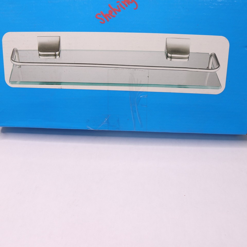 Modona Glass Wall Shelf with Rail Satin Nickel GWSSN eBay