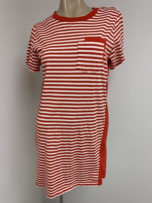 Current Elliott Beatnik Dress Women Size 1 Small Red White Stripe Short Sleeves