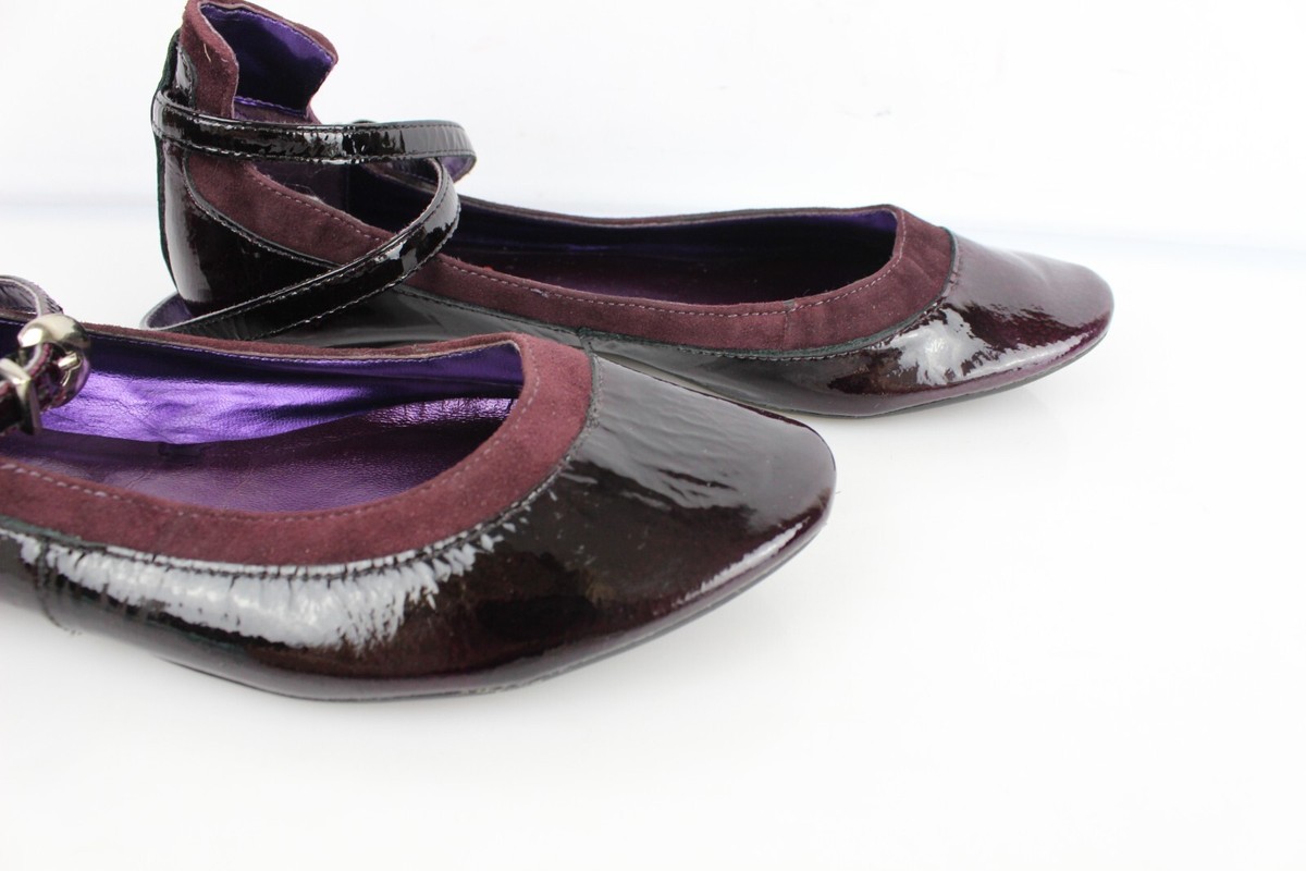 Ballerines COULEUR POURPRE En Cuir Noir - Taille 38, Très Bon état, Peu Portées