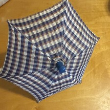 VTG Doll Umbrella Parasol 7" RED/BLUE Wood Ends Metal/Fabric Excellent JAPAN Z9