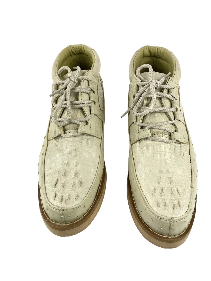 El Presidente Lace Up Shoe Ostrich Crocodile Off-White Men's Leather27.5/US 9  - Image 3 of 4