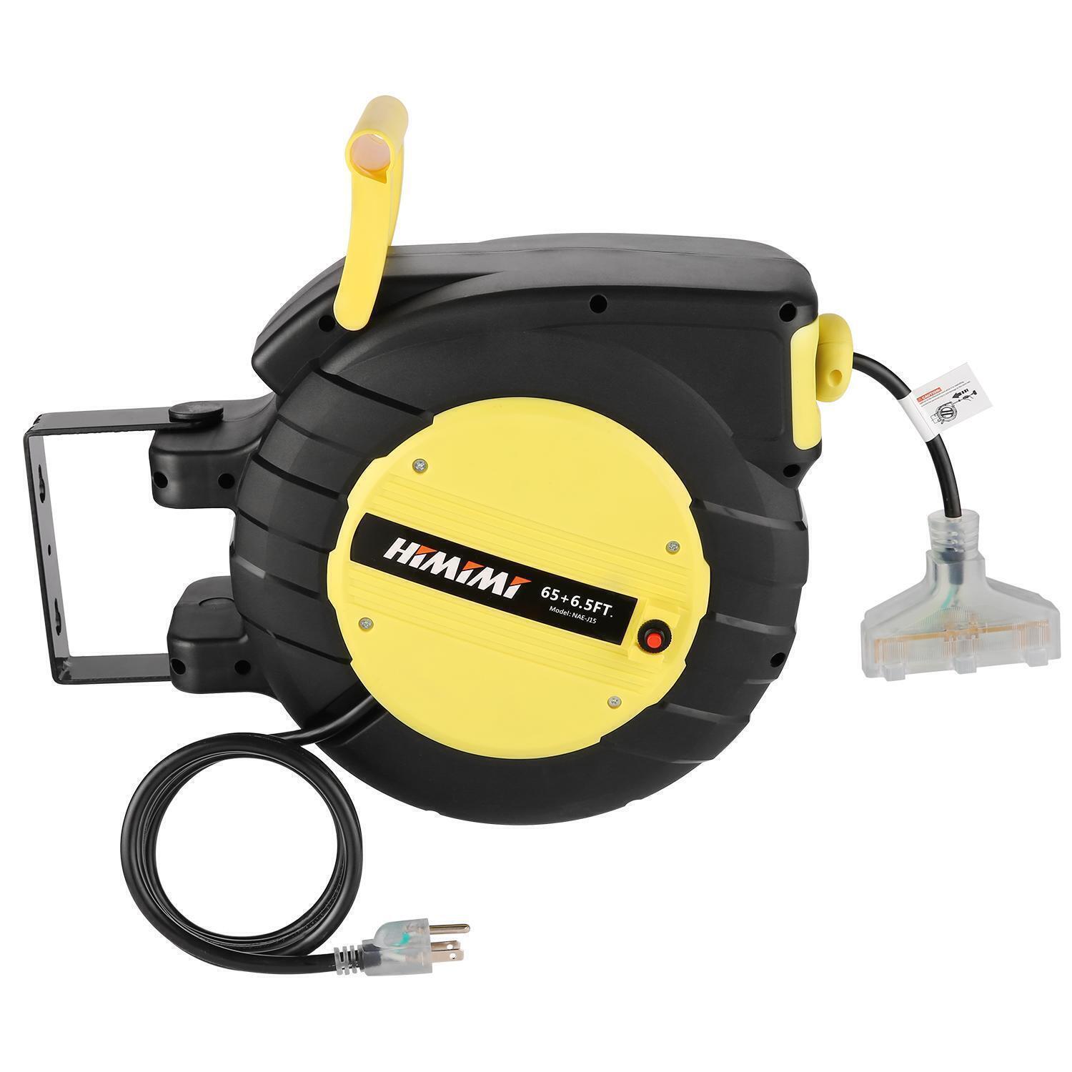 60/30Ft Retractable Extension Cord Reel 14AWG/3C SJT 60Hz Retractable