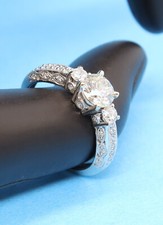 14K White Gold 1.16 ctw Diamond Engagement Ring Sz 7 GIA Dossier .80 ct Center