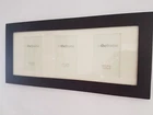 Photo picture frame. 3 aperture mount. Dark Ebony frame with Glass and Mount.
