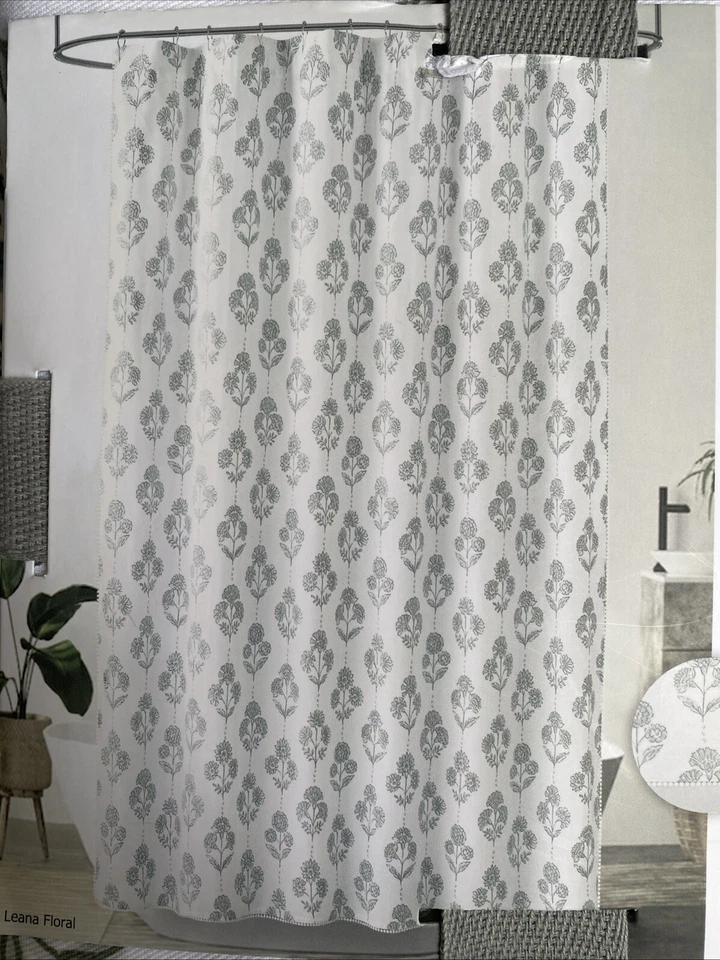 RACHEL ASHWELL SHABBY CHIC Blanco Verde Floral Festoneado Ojales Borde Bonito Nuevo en Paquete Foto 3 de 4