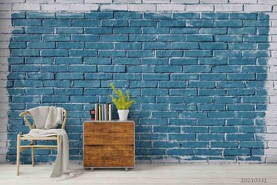 3D Blue White Bricks Wall Architecture Wallpaper Wall Murals Removable Wallpaper