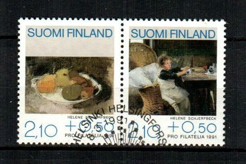 FINLAND Scott's B244 ( 2v ) Helene Schjerfbeck F/VF Used ( 1991 ) #2