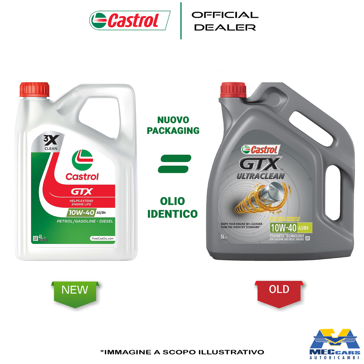 Olio Motore OLIO CASTROL GTX ULTRACLEAN 10W-40 A3/B3 4L, 4 L - Castrol
