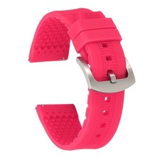 Silicone Watch Bands 22mm Soft Watch Bands with Silver Buckle, Pink