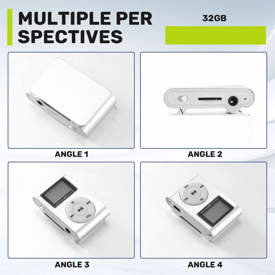 USB Clip MP3 Player Video Bildschirm Unterstützung 32GB Micro-TF Karte K5V74386 - Bild 4 von 4